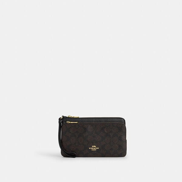 Fashion 4 Coach Double Zip Wallet In Signature Canvas