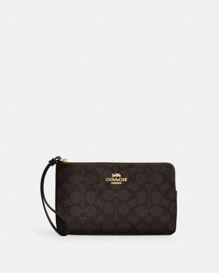 Fashion 4 Coach Large Corner Zip Wristlet In Signature Canvas
