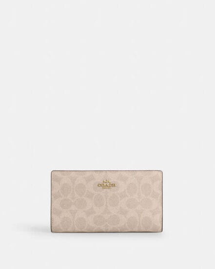 Fashion 4 Coach Slim Zip Wallet In Signature Canvas