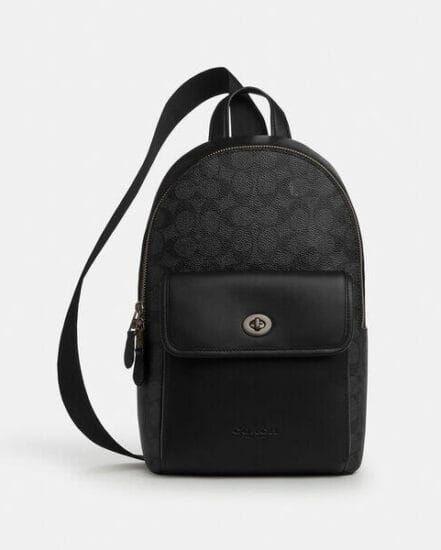 Fashion 4 Coach Turnlock Sling Pack In Signature Canvas