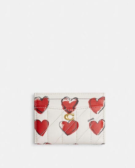 Fashion 4 Coach Essential Card Case With Quilting And Heart Print