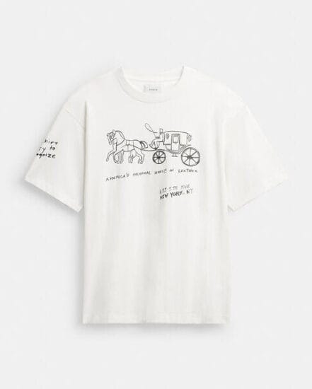 Fashion 4 Coach Heritage Sketch Print Relaxed T Shirt In Organic Cotton