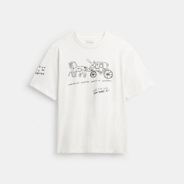 Fashion 4 Coach Heritage Sketch Print Relaxed T Shirt In Organic Cotton