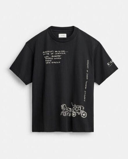 Fashion 4 Coach Sketch Horse And Carriage Relaxed T Shirt In Organic Cotton