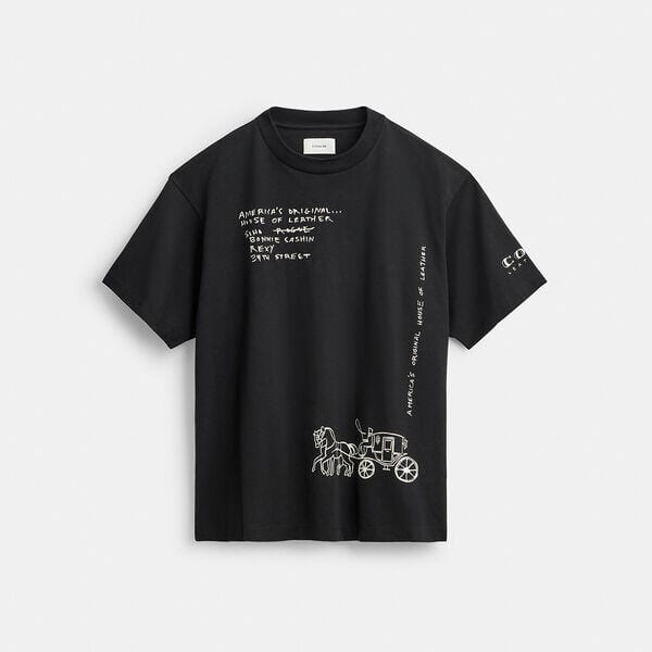 Fashion 4 Coach Sketch Horse And Carriage Relaxed T Shirt In Organic Cotton