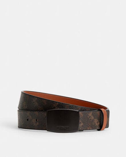 Fashion 4 Coach Boxed Horse And Carriage And Plaque Buckle Cut-To-Size Reversible Belt