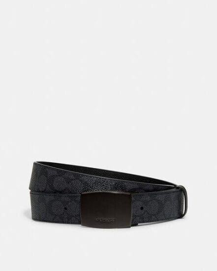 Fashion 4 Coach Boxed Plaque And Harness Buckle Cut To Size Reversible Belt
